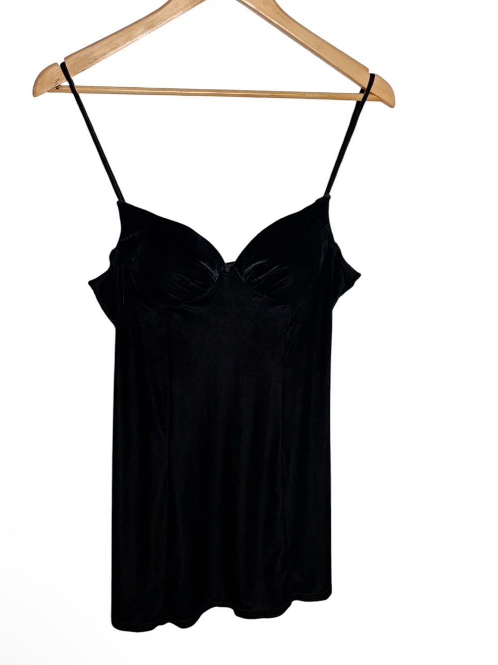 Vintage 90s black velvet velour goth mini dress with built in bra fits like M